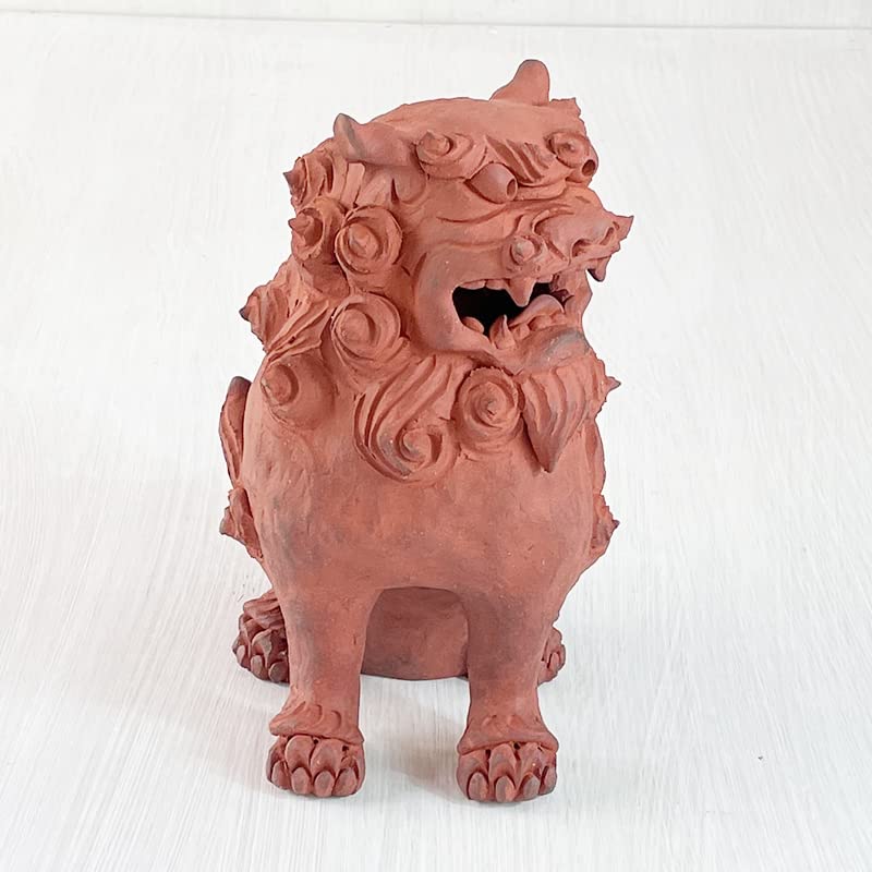 沖縄　シーサー　手捻り　素焼き　作家物　置物　2体 沖縄 シーサー 手捻り 素焼き 作家物 置物 2体